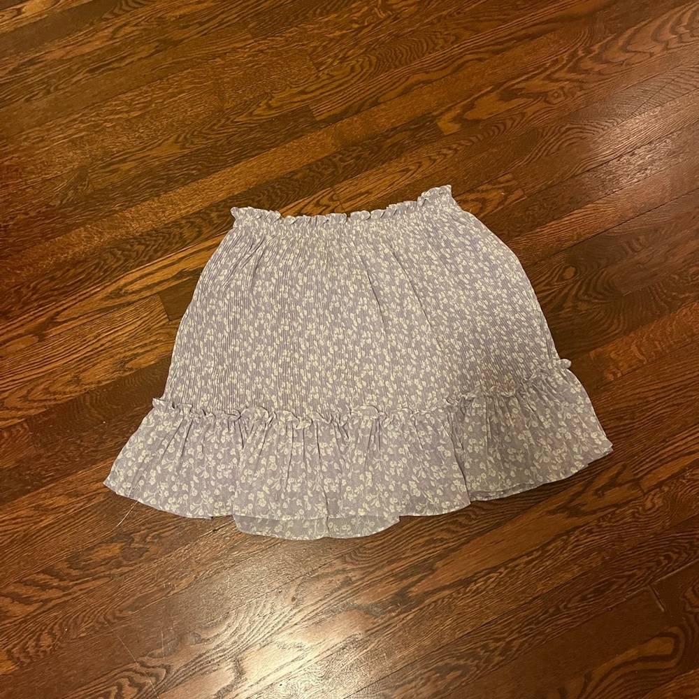 Purple and white mini skirt